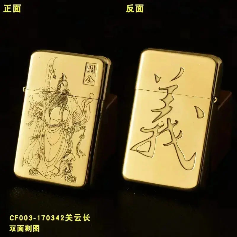 Exquisite Brass Kerosene Lighter Slim Windproof Vintage Grinding Wheel Ignition Lighter Cigarette Accessories Men&