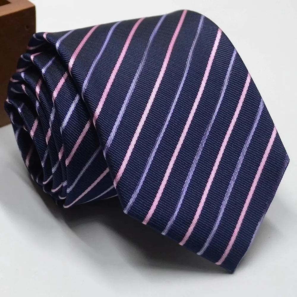 Classic Stripe Necktie Men Business Formal Wedding Tie 8Cm Blue Black Pink Red Neck Ties Fashion Shirt Dress Accessories