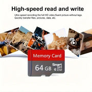 2024 Class 10 SD Card 256GB 128GB 64GB High Speed Flash Card Micro SD TF/SD Tablet/Camera/Phone Card 4K Ultra HD PSP Game PRO Display Car Computer Phone Earphone Speaker HASHTAG