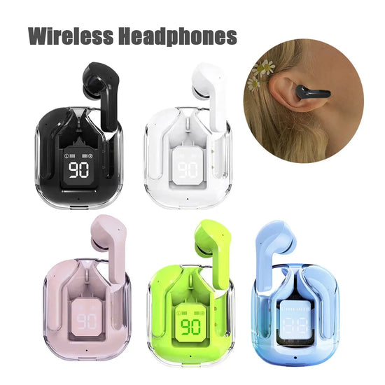 New Mini Transparent Wireless Bluetooth Headset Digital Display ENC Noise Reduction True Wireless Sports Music HASHTAG BAR TABACCHI