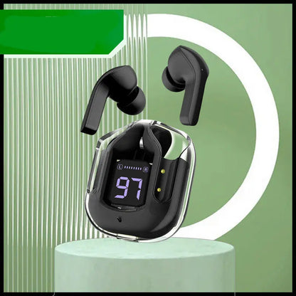 New Mini Transparent Wireless Bluetooth Headset Digital Display ENC Noise Reduction True Wireless Sports Music HASHTAG BAR TABACCHI