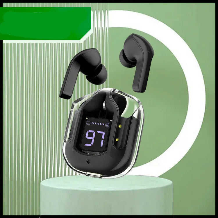 New Mini Transparent Wireless Bluetooth Headset Digital Display ENC Noise Reduction True Wireless Sports Music HASHTAG BAR TABACCHI