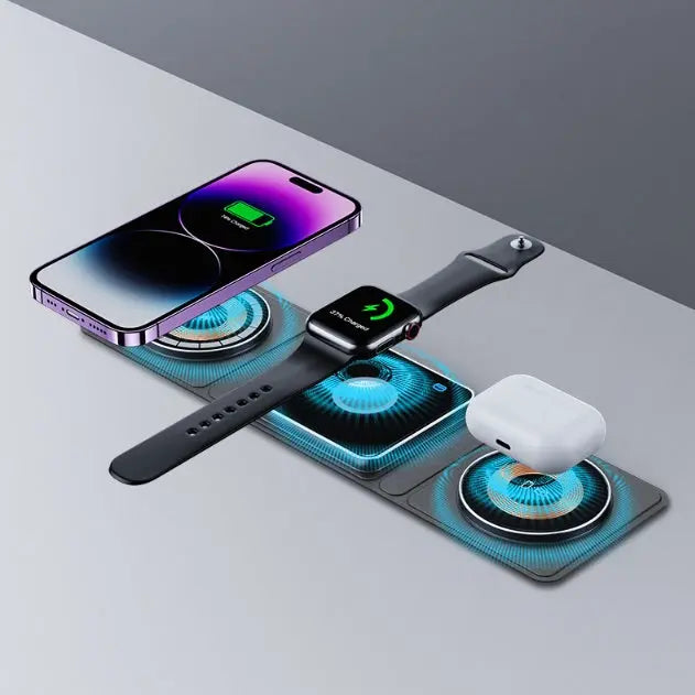 3 IN 1 Magnetic Folding Wireless Charger Station For IPhone Transparent Fast Charging For IWatch And Airpods AliExpress