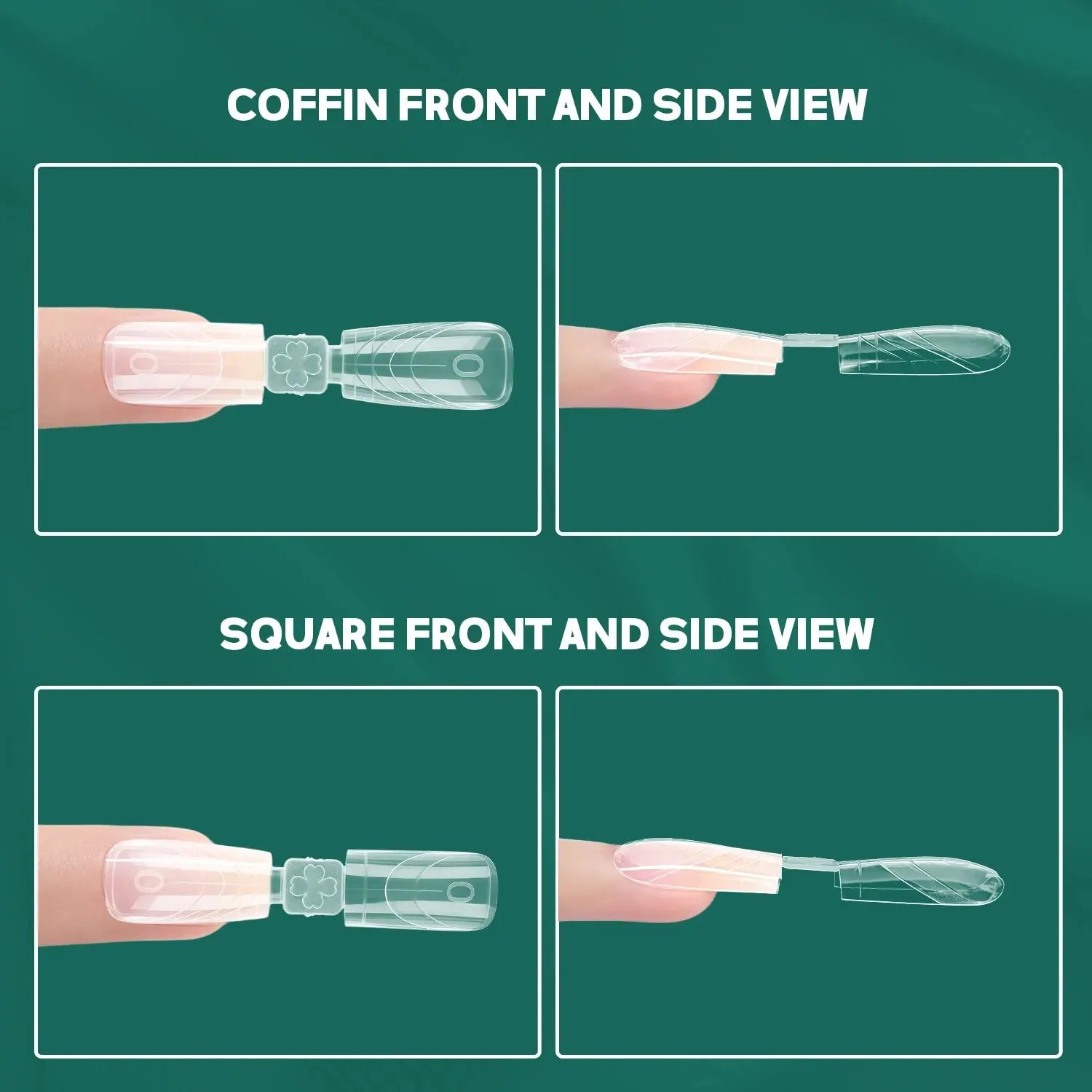 Nailpop 150 pcs Double Ended Nail Dual Forms Square Coffin Shape Extension 15 Sizes Professional Salon Quality Nail Art Tools HASHTAG