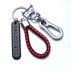 Trendy DIY Mobile Phone Number Plate Pendant Keychain for Men Punk Simple Woven Leather Rope Anti-lost Car Key Chain Accessories HASHTAG