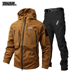 Man's MTB Clothing THORSOL Cycling Jacket Set Motorcycle Bike Coat Mountain Bicycle Trousers Abbigliamento Bici Da Corsa Uomo HASHTAG