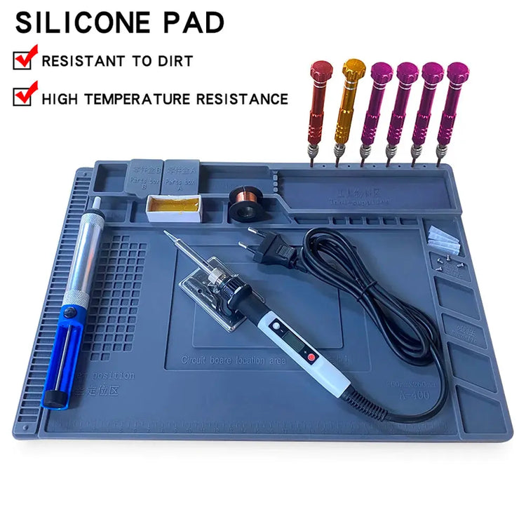 Silicone Soldering Mat Pad Desk Platform  for Welding Station Iron Phone PC  Repair Magnetic Heat Insulation No Lead S-160 - HASHTAG