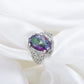 Retro Colorful Round Zircon Ring For Women HASHTAG