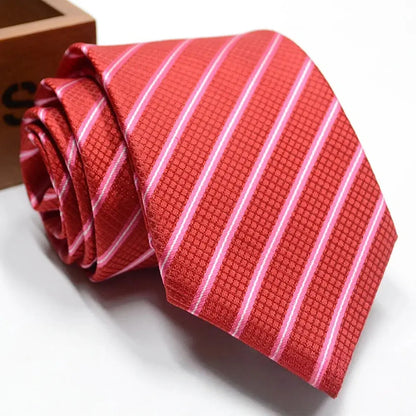 Classic Stripe Necktie Men Business Formal Wedding Tie 8Cm Blue Black Pink Red Neck Ties Fashion Shirt Dress Accessories