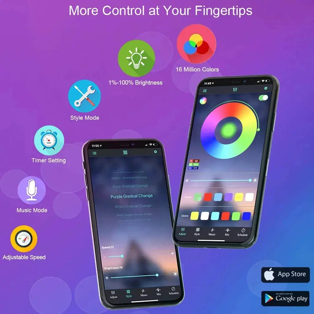 Bluetooth LED Strip Lights Smart SMD 5050 APP Remote Control Flexible Ribbon Diode Lamp Tape TV Backlights Game Room Home Decor - HASHTAG