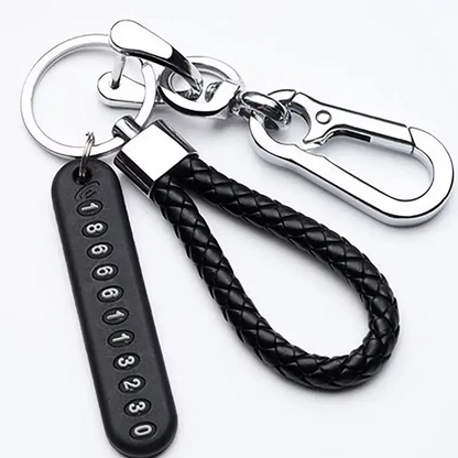 Trendy DIY Mobile Phone Number Plate Pendant Keychain for Men Punk Simple Woven Leather Rope Anti-lost Car Key Chain Accessories HASHTAG