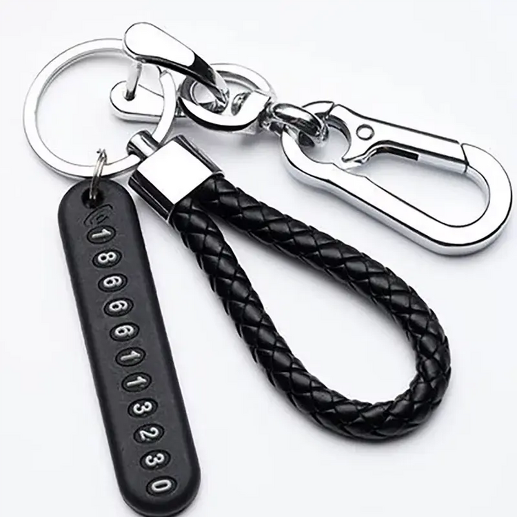 Trendy DIY Mobile Phone Number Plate Pendant Keychain for Men Punk Simple Woven Leather Rope Anti-lost Car Key Chain Accessories HASHTAG