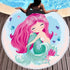 Beach towel Cartoon pink mermaid microfiber round Liebe - Making Life Easier