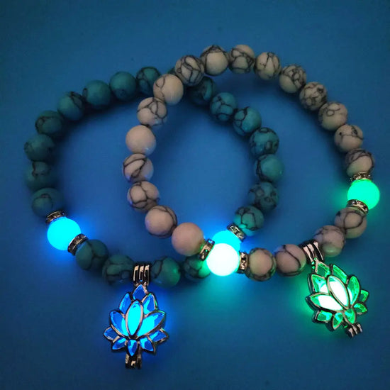 Braccialetto energetico luminoso in pietra naturale di loto - My Hashtag Shop