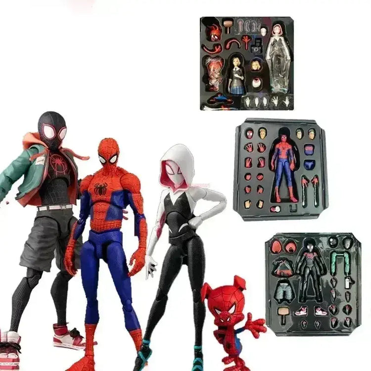 Spiderman Gwen Peter Action Figure Anime Spider-Verse Collection Sentinel Miles Morales Figures Children&