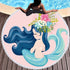 Beach towel Cartoon pink mermaid microfiber round Liebe - Making Life Easier