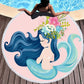 Beach towel Cartoon pink mermaid microfiber round Liebe - Making Life Easier