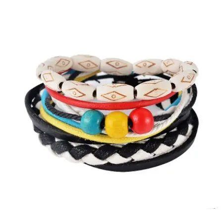 Leather Bracelet Men Multilayer Bead Bracelet Punk Wrap Bracelets for Women Vintage punk Men Jewelry AliExpress