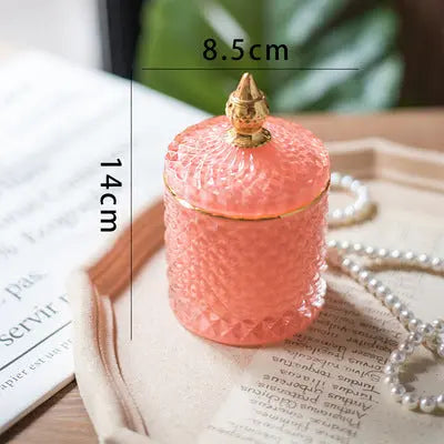 Luxury fine cut glass jar with gold point top. - HASHTAG