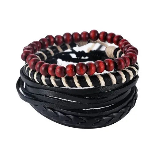 Leather Bracelet Men Multilayer Bead Bracelet Punk Wrap Bracelets for Women Vintage punk Men Jewelry AliExpress