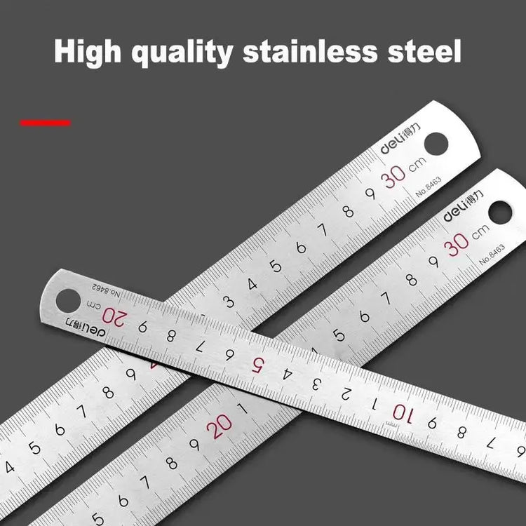 Deli Stainless Steel Ruler 15/20/30cm Metal Straight Ruler for Home School Precision Measuring Drawing Tool Supplies 1/2/5pcs - HASHTAG