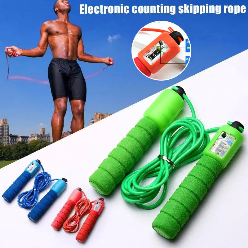 Skipping Rope With Counter Adjustable Length Counter Wear-resistant Foam Cotton Handle JumpRope Exercise Portable Sports Training Equipment - HASHTAG