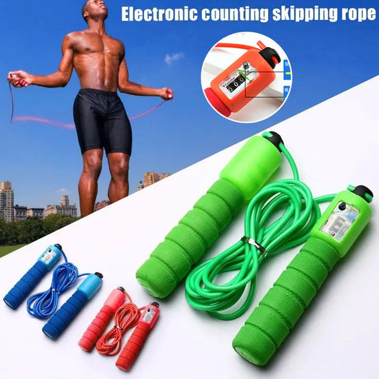 Skipping Rope With Counter Adjustable Length Counter Wear-resistant Foam Cotton Handle JumpRope Exercise Portable Sports Training Equipment - HASHTAG