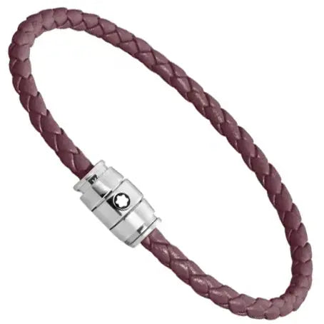 Montblanc bracciale in acciaio a 3 anelli e pelle Meisterstück Cassis misura L 13431368 Capodagli 1937