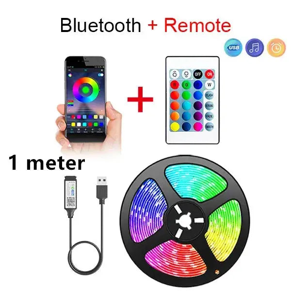 Bluetooth LED Strip Lights Smart SMD 5050 APP Remote Control Flexible Ribbon Diode Lamp Tape TV Backlights Game Room Home Decor - HASHTAG