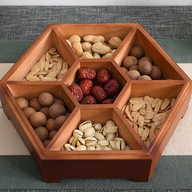 Tray nut Storage  Divided Grid With Lid Dried Fruit Box - HASHTAG