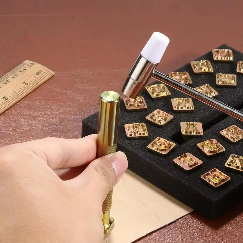 26Pcs Steel Printing Punch Alphabet Letter Stamp Set Metal Leather Stamp Professional Leather Tools Leathercraft Stamps