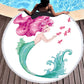 Beach towel Cartoon pink mermaid microfiber round Liebe - Making Life Easier