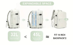 Large Capacity Travel Backpack, Multi-functional Business Trip Bag With Suitcase Sleeve, Nylon Computer Schoolbag Fits 14-inch Laptop HASHTAG