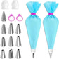 Silicone Piping Bags and Tips Set Cake DIY Decorating Kit with Stainless Steel Nozzle Reusable Silicone Pastry Baking Tool