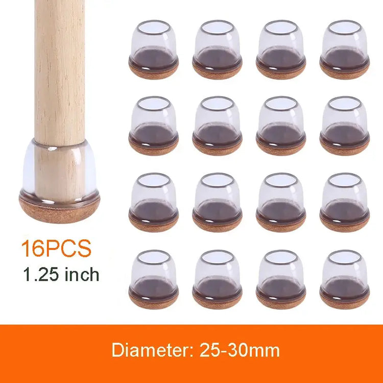 16PCS Transparent Table Chair Leg Protectors Caps Round Square for Furniture Foot Legs Cover Floor Protector with Felt Bottom - HASHTAG