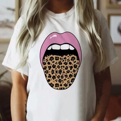 Leopard Tongue Pink Lips T-Shirt - HASHTAG