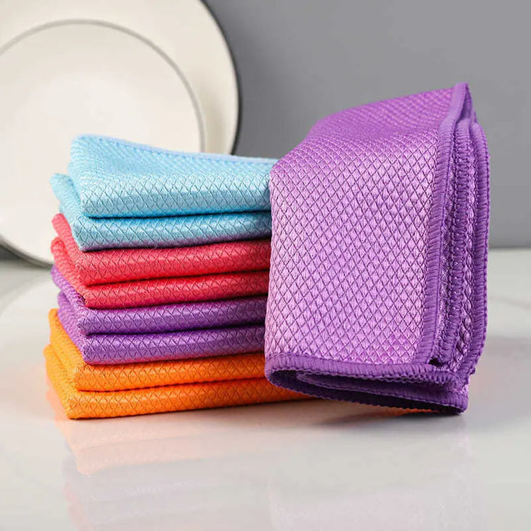 Towel Fish Scale Rag Absorbent Seamless Glass Cleaning - HASHTAG