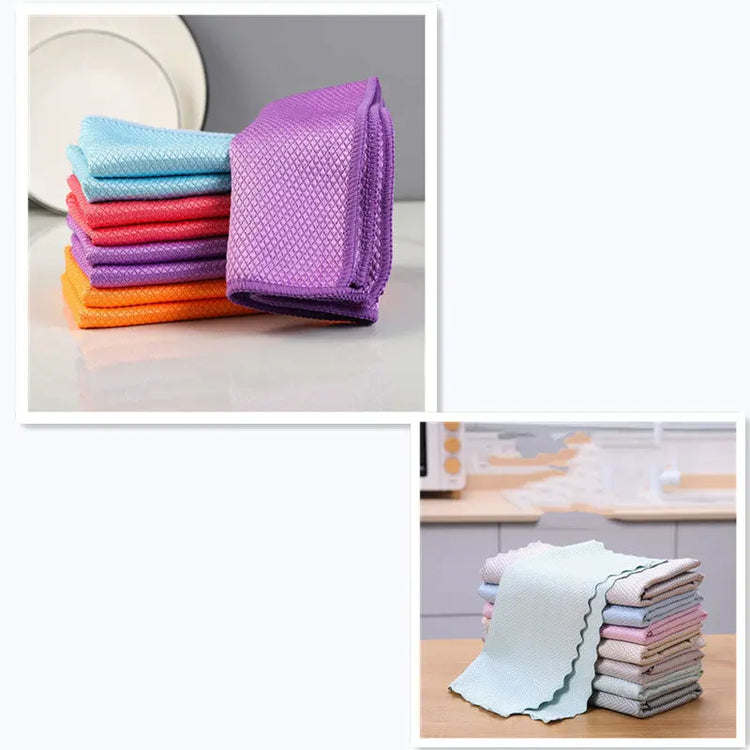 Towel Fish Scale Rag Absorbent Seamless Glass Cleaning - HASHTAG