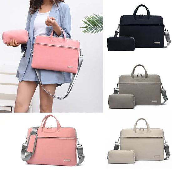 PU Leather Women Laptop Bag Notebook Carrying Case Briefcase For Macbook Air 13.3 14 15.6 Inch Men Handbags Shoulder Mouse Bag AliExpress