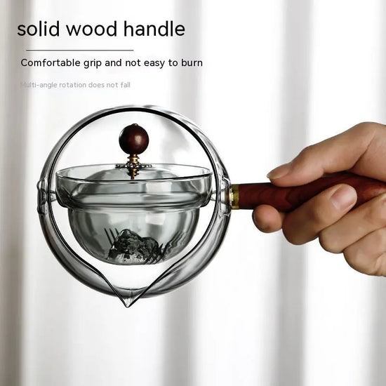 Semi-automatic Rotary Heat-resistant Glass Teapot Lazy Tea Making With Infuser And Wooden Handle Office Home Accessories Cucina Gadgets AliExpress