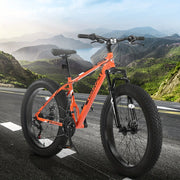 26in Adult/Youth full 21 speed mountain tire bike, double disc brakes, high carbon steel frame, front suspension, mountain bike, City commuter city bike, bike HASHTAG