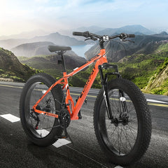26in Adult/Youth full 21 speed mountain tire bike, double disc brakes, high carbon steel frame, front suspension, mountain bike, City commuter city bike, bike HASHTAG