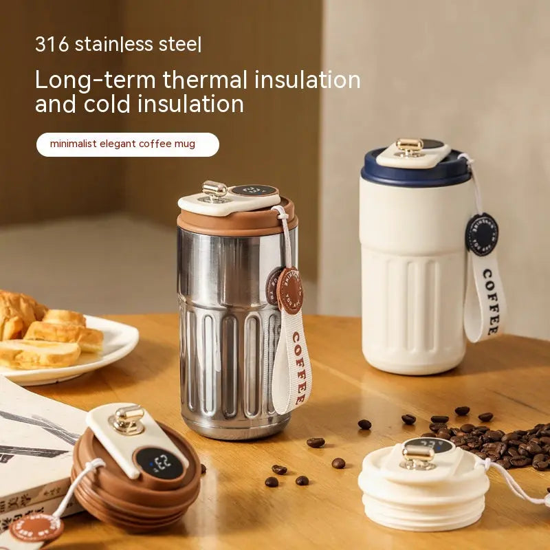 Smart Digital Thermal Bottle Portable Coffee Mug Stainless Steel - HASHTAG