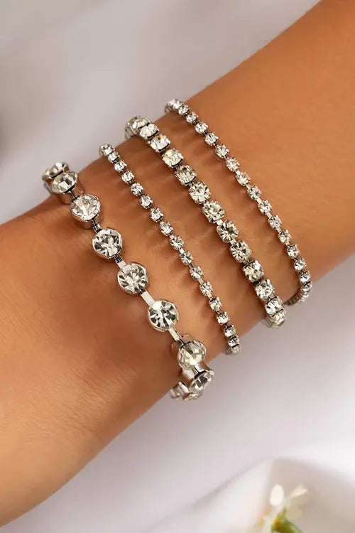 Set of four white rhinestone bracelets - HASHTAG