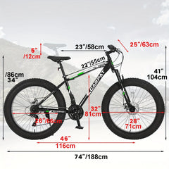 26in Adult/Youth full 21 speed mountain tire bike, double disc brakes, high carbon steel frame, front suspension, mountain bike, City commuter city bike, bike HASHTAG