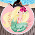 Beach towel Cartoon pink mermaid microfiber round Liebe - Making Life Easier
