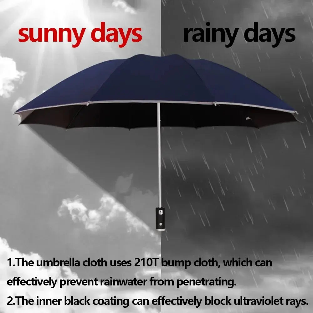 Fully Automatic Sun Protection Umbrella Folding Waterproof Umbrella With LED Flashlight UV Sunshade Rainproof Wind Resistance - HASHTAG