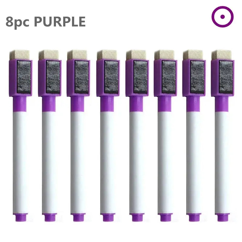 8PC Magnetic Colorful Whiteboard Pen Black White Board Markers Built In Eraser School Supply children&