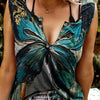 Butterfly Print V-Neck Tank Top - Flattering Sleeveless Design for Stylish Summer Wear - Womens Casual Clothing Essential HASHTAG