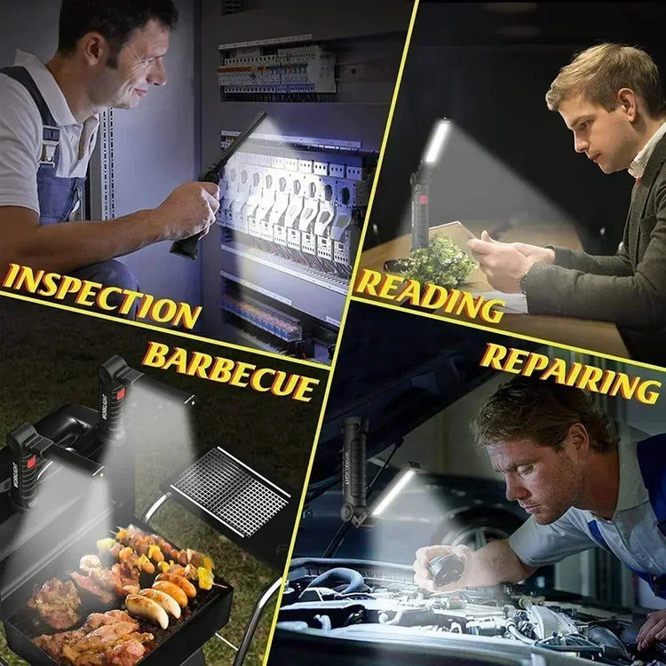 COB LED Work Light Dimmable USB Rechargeable LED Flashlight Inspection Lamp With Magnetic Hook Power Bank 18650 Battery Torch HASHTAG